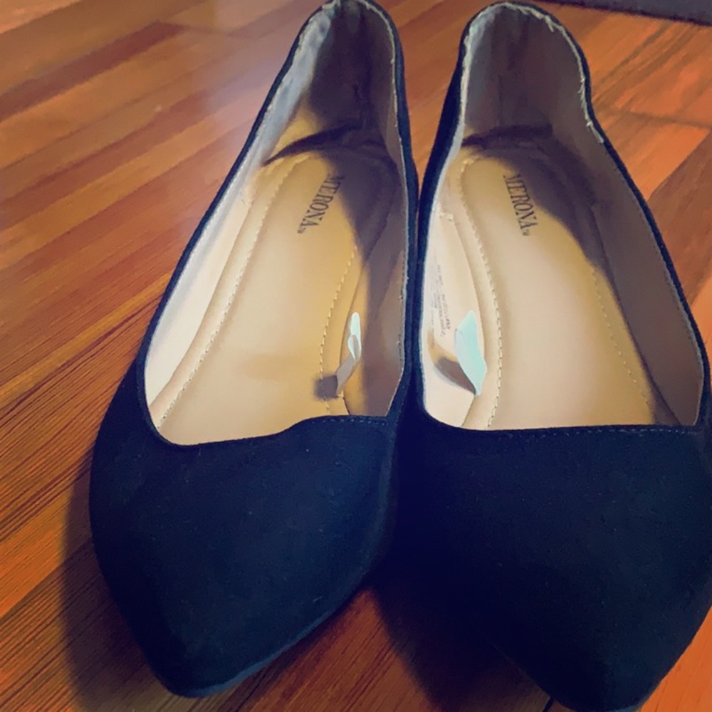 Black suede flats